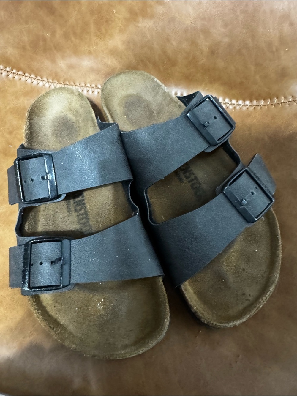 Birkenstock Grey Double-Strap Buckle Sandals